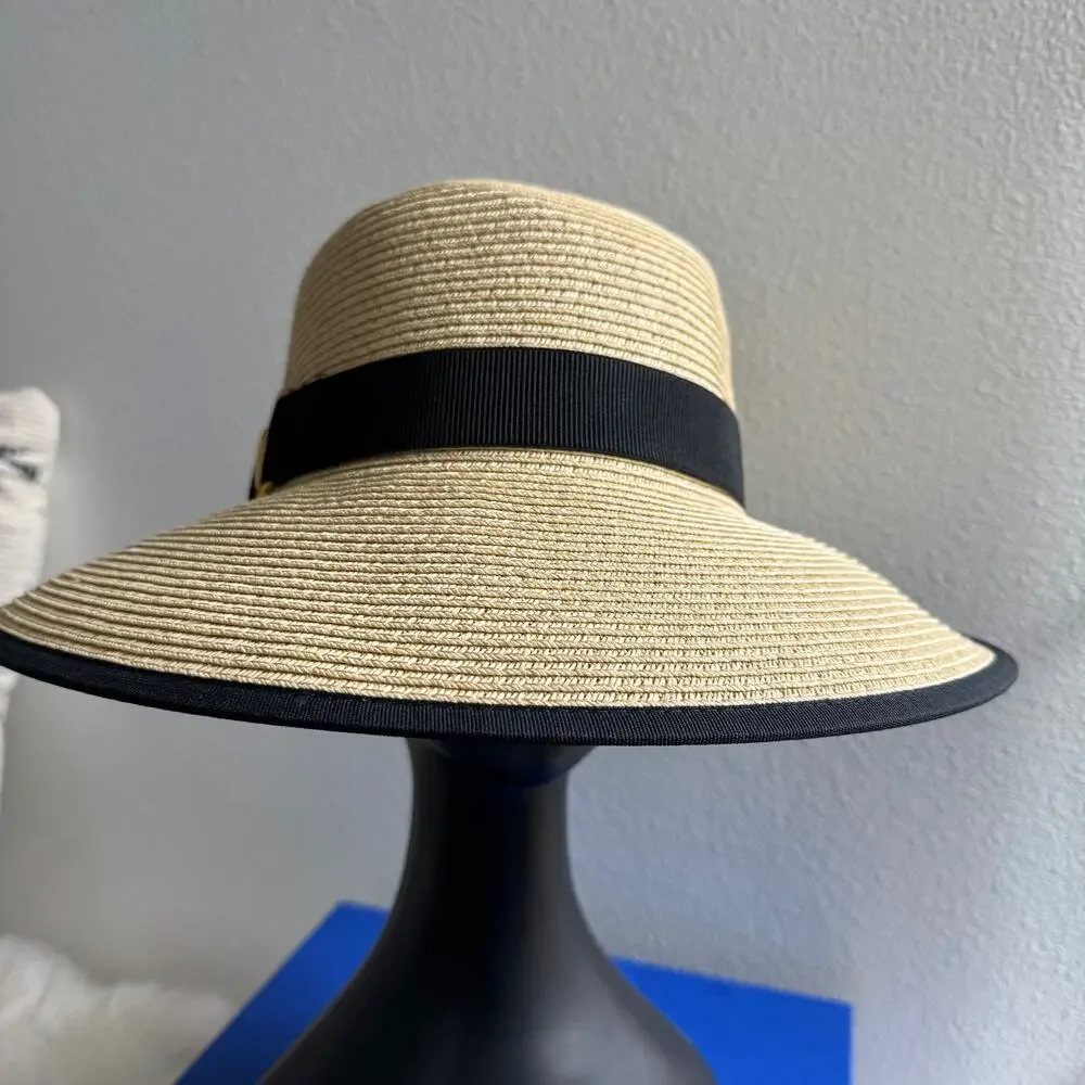 Sun N Sand Columba Woven Floppy Sun Hat Ribbon Band Metal Shell - Natural - Picture 2 of 9